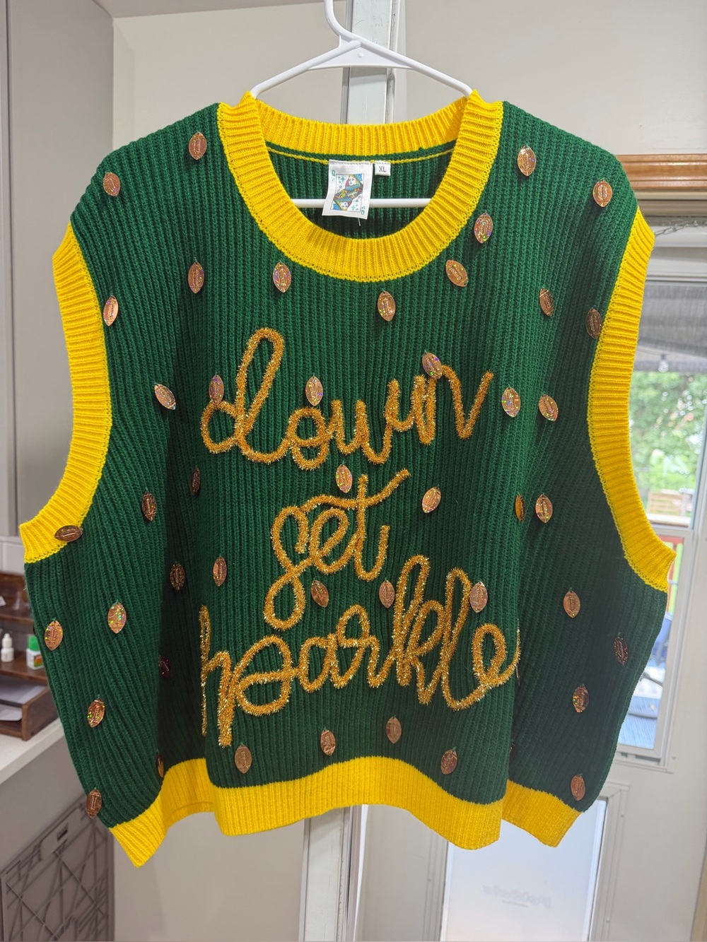 Queen of sparkle Green & Yellow 'down' Get Sparkle' Sweater Vest